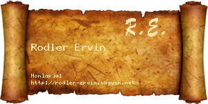 Rodler Ervin névjegykártya